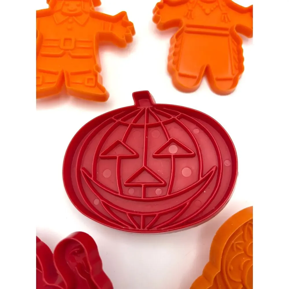 Vintage 1980s Fall Plastic Cookie Cutters Lot of 7 Hutzler & Tupperware Brands